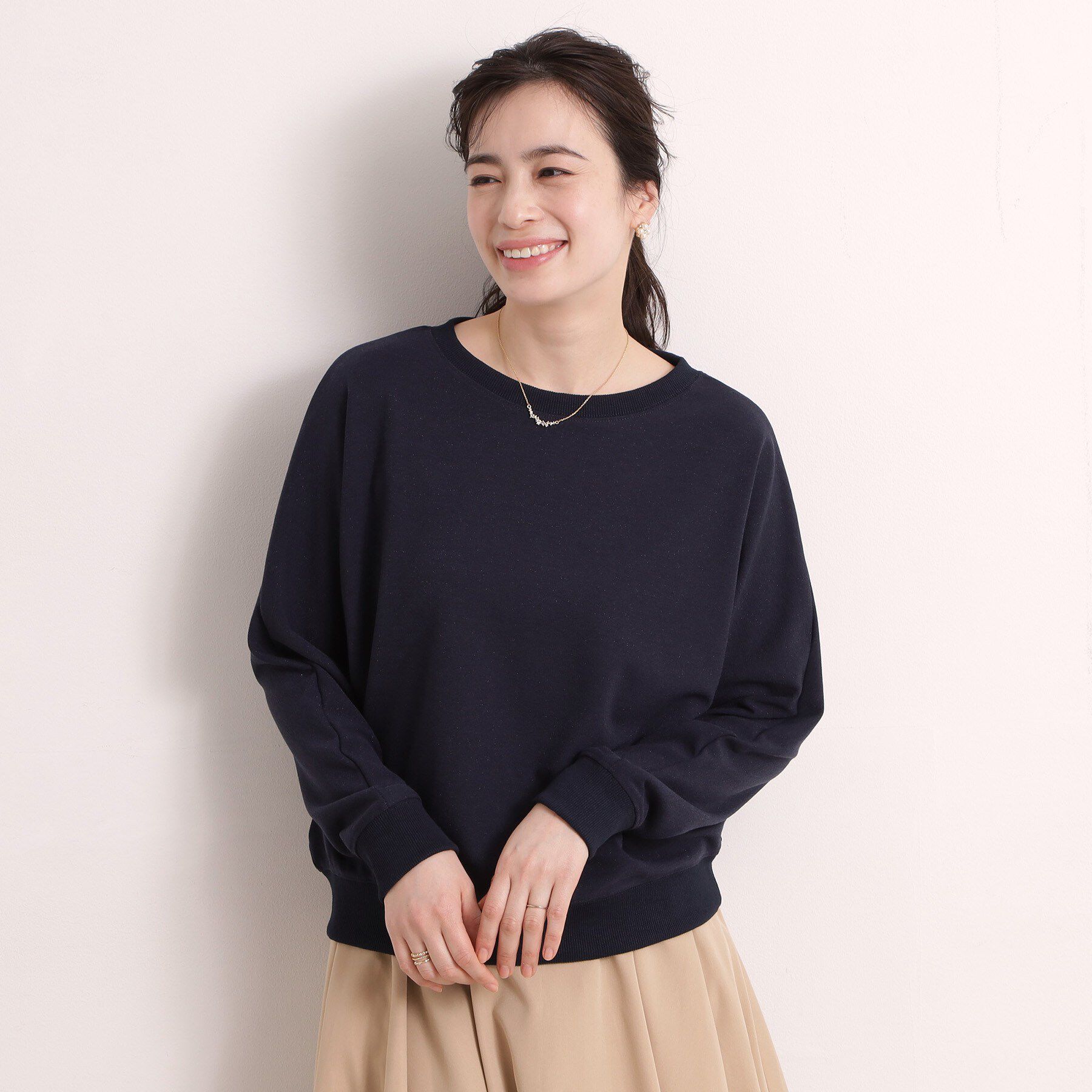 ITS&rsquo;DEMO「【手洗い可】ラメポンチドルマンプルオーバー」|Tシャツ・カットソー|ネイビー(194)