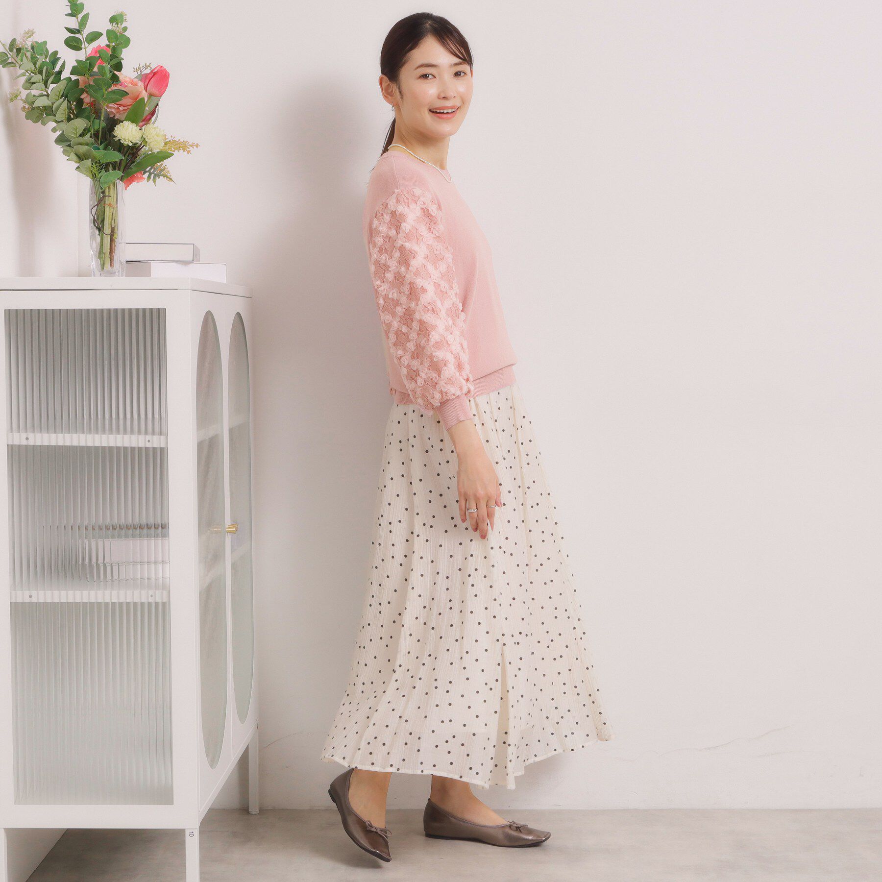 ITS&rsquo;DEMO「【手洗い可】立体チュールレース袖ニット」|ニット・セーター|