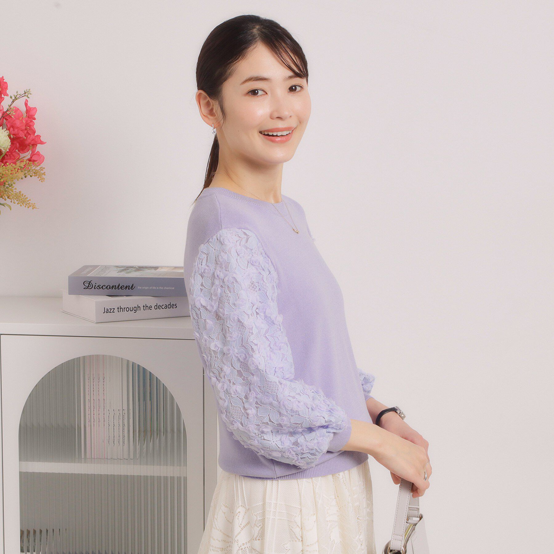 ITS&rsquo;DEMO「【手洗い可】立体チュールレース袖ニット」|ニット・セーター|