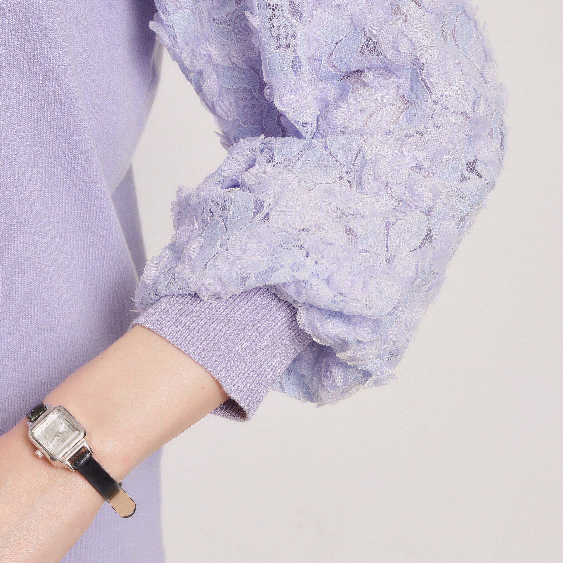 ITS&rsquo;DEMO「【手洗い可】立体チュールレース袖ニット」|ニット・セーター|