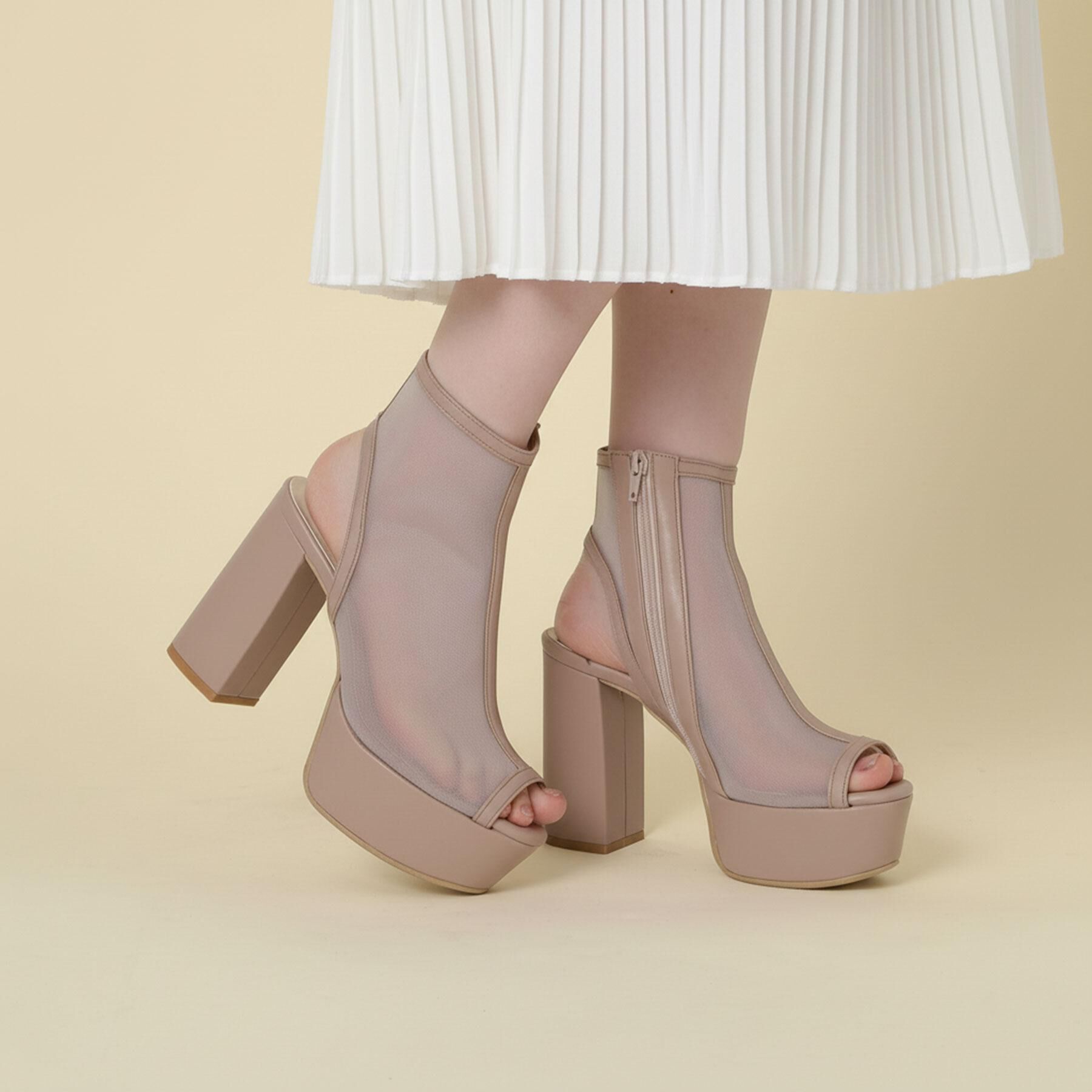 ESPERANZA「厚底ラク盛りブーツヒールサンダル」|ショートブーツ|ﾋﾟﾝｸ(972)