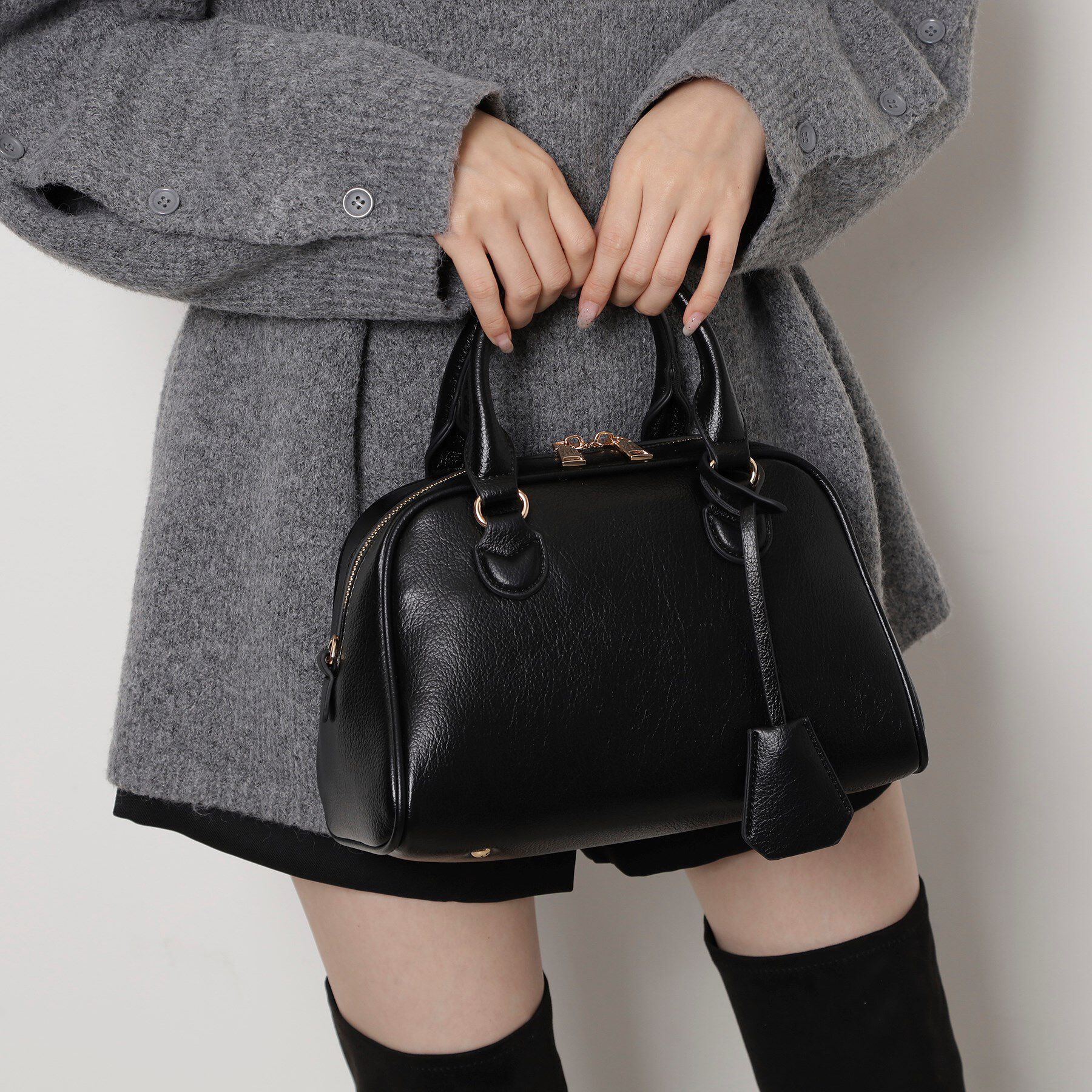 ESPERANZA「シボフェイクレザー2WAYボストンバッグ」|ボストンバッグ|ブラック(019)