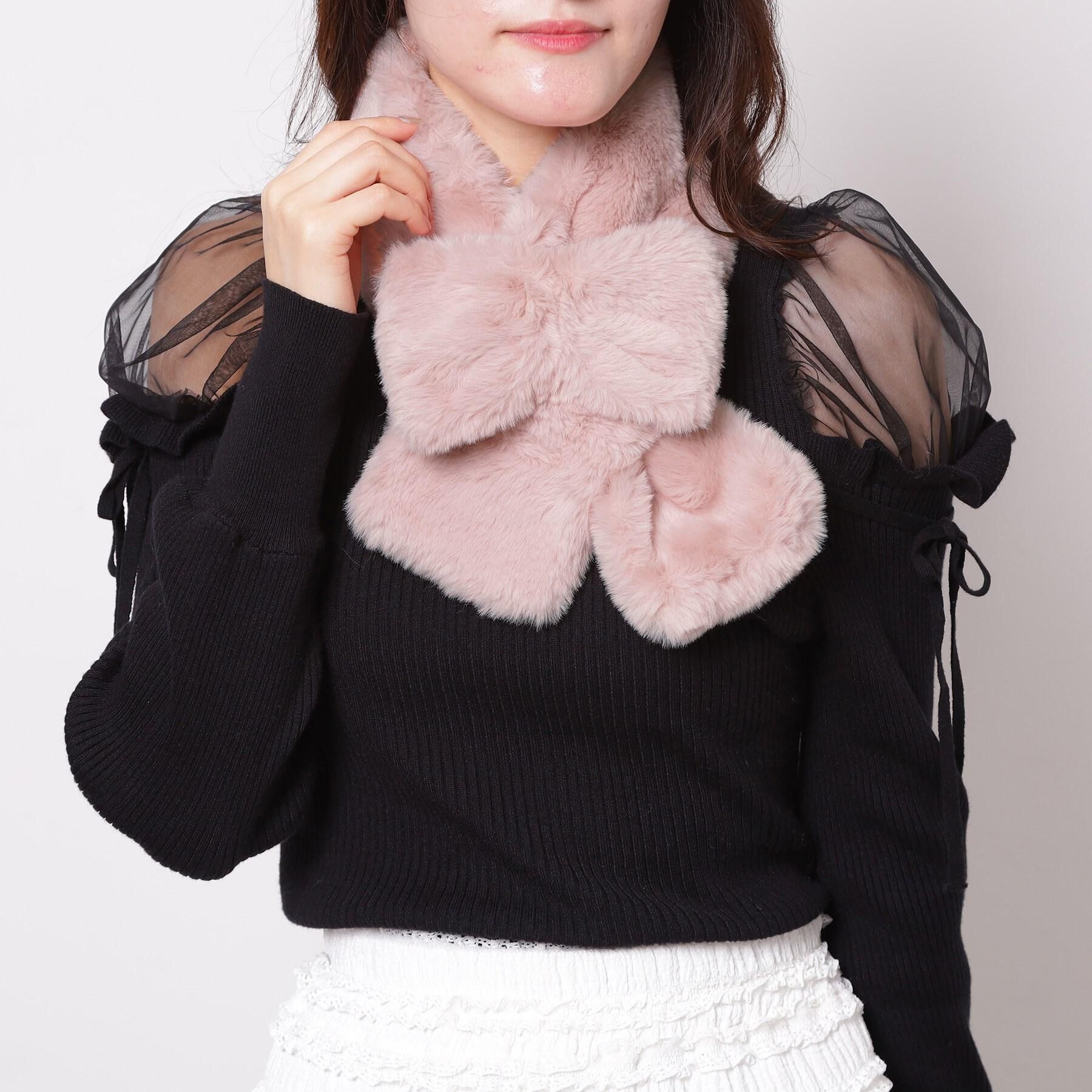 Ober Tashe「リボンマフラー」|ストール|ピンク(372)