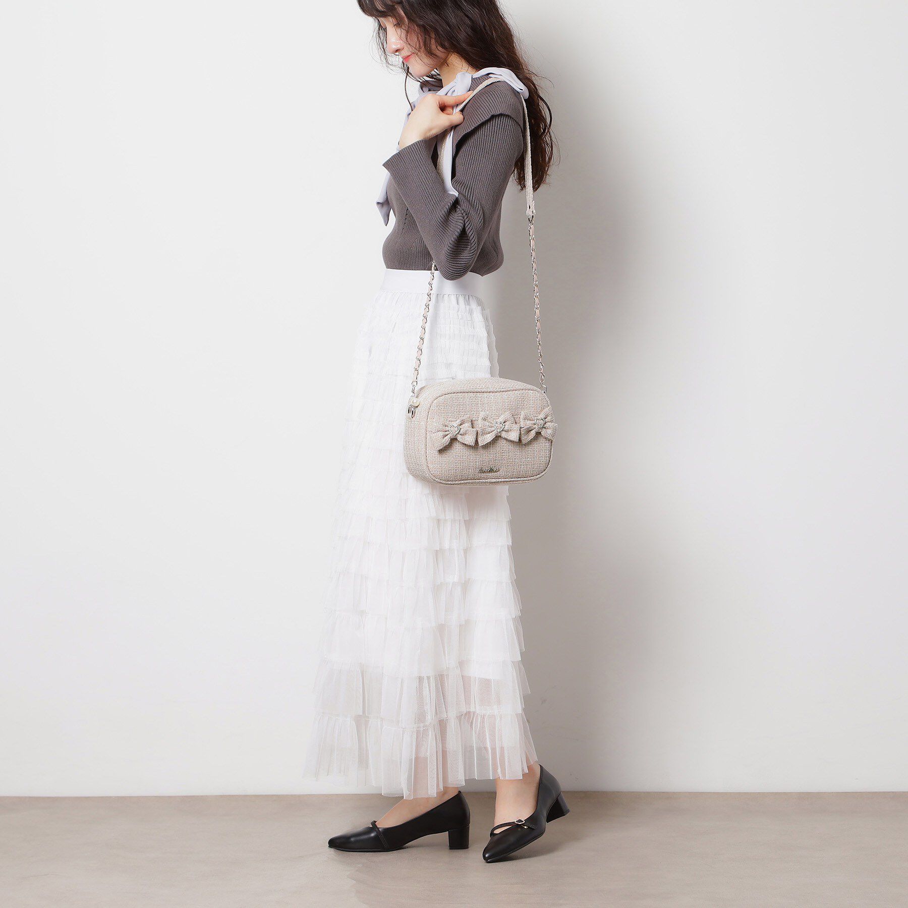 Ober Tashe「ツイードリボンショルダーバッグ」|ショルダー・メッセンジャー|