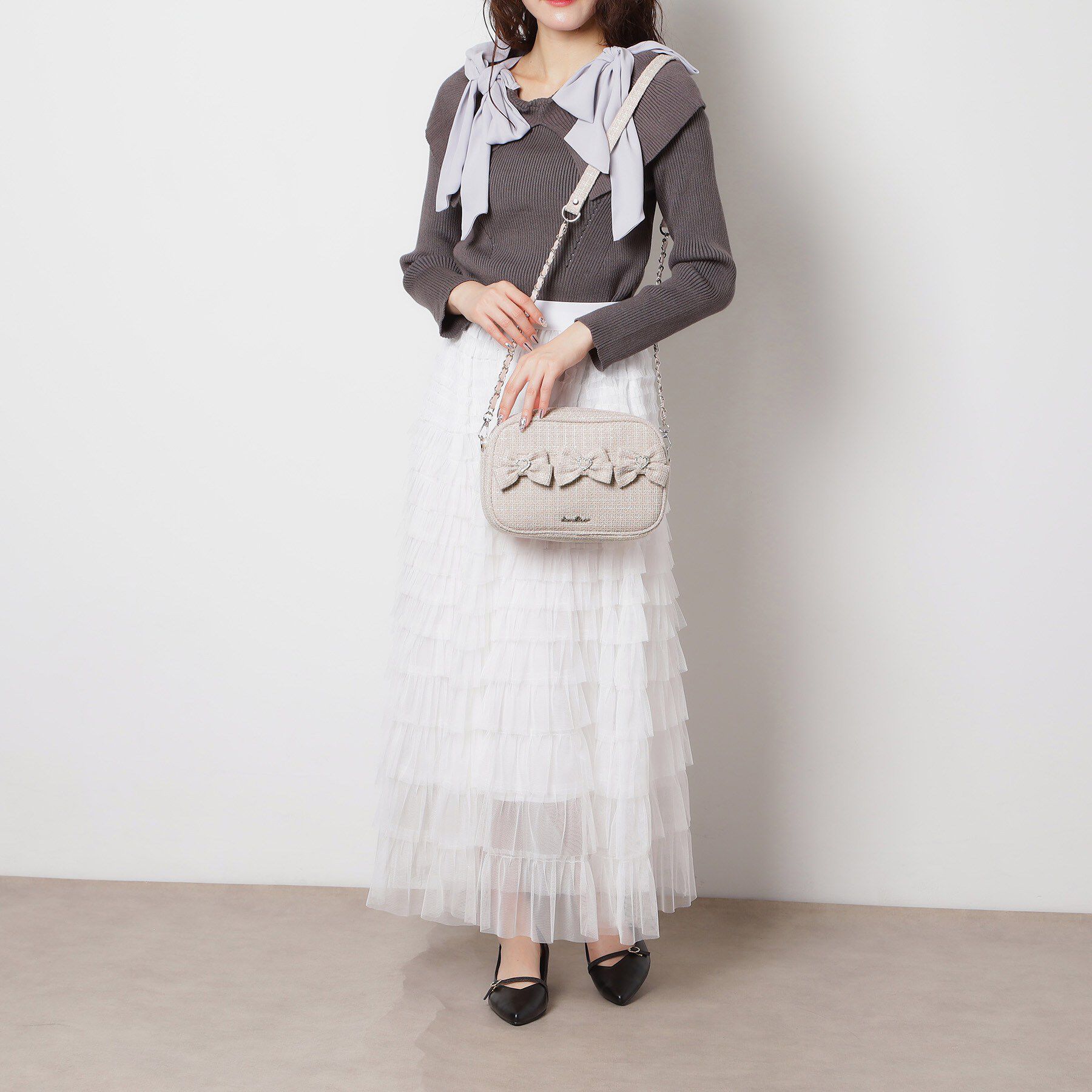 Ober Tashe「ツイードリボンショルダーバッグ」|ショルダー・メッセンジャー|