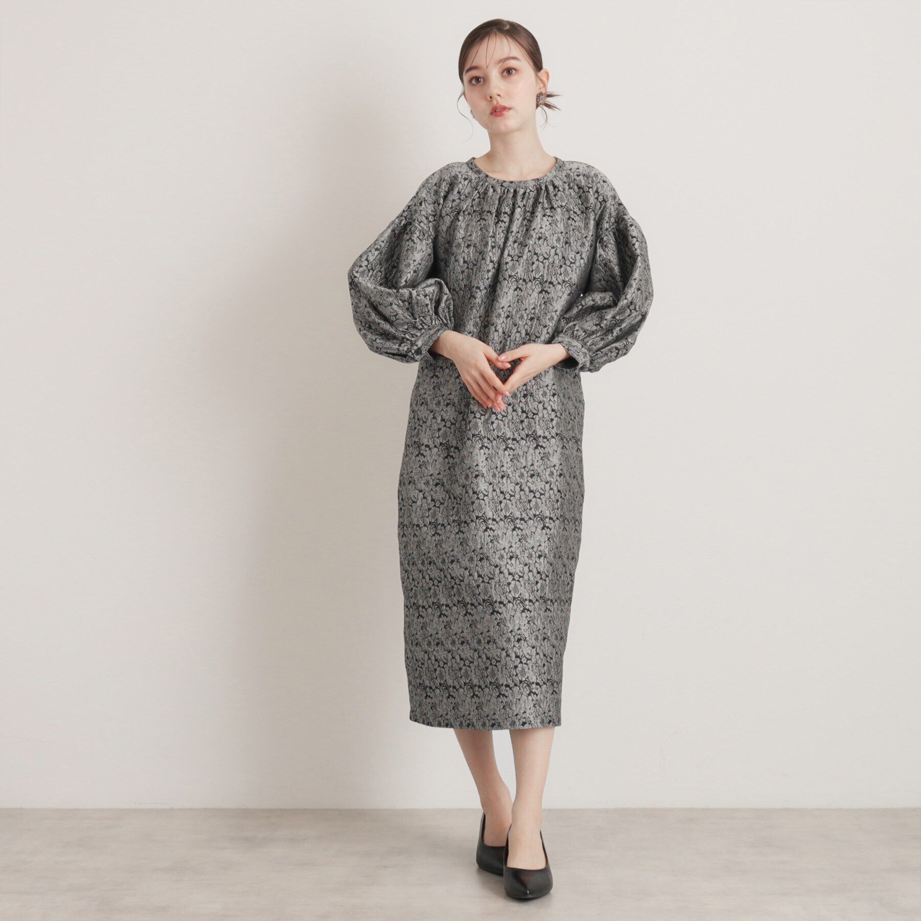 SunaUna「【トレンド／コクーン】小花ジャカードワンピース」|ワンピース|