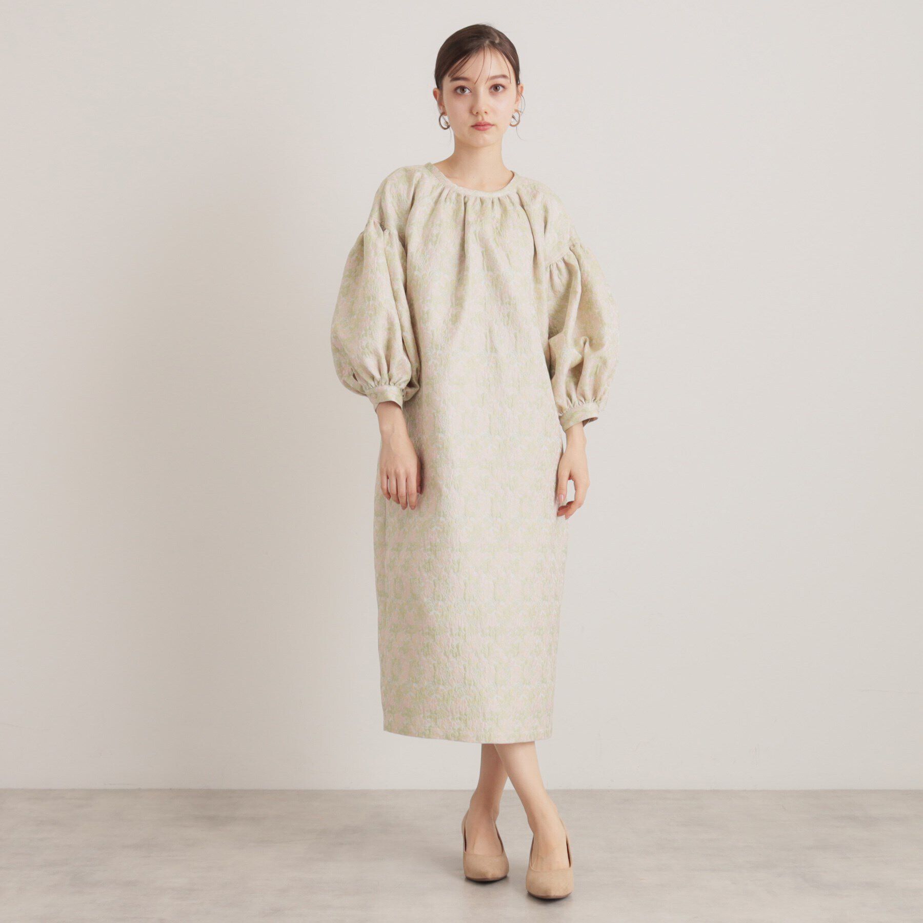 SunaUna「【トレンド／コクーン】小花ジャカードワンピース」|ワンピース|