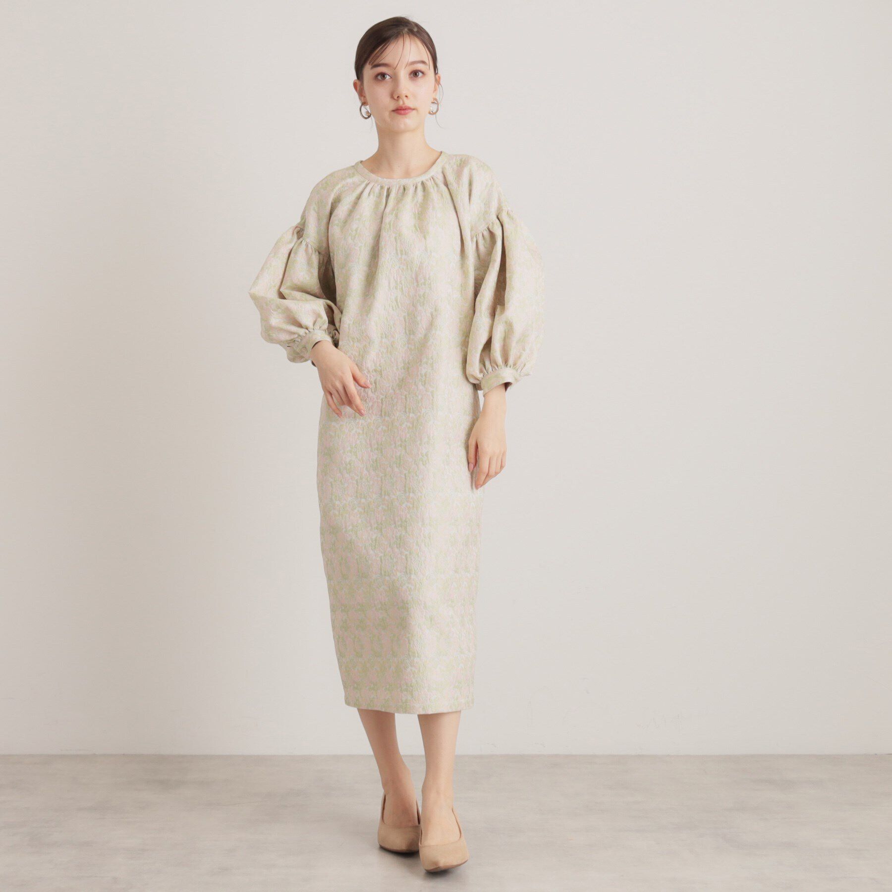 SunaUna「【トレンド／コクーン】小花ジャカードワンピース」|ワンピース|