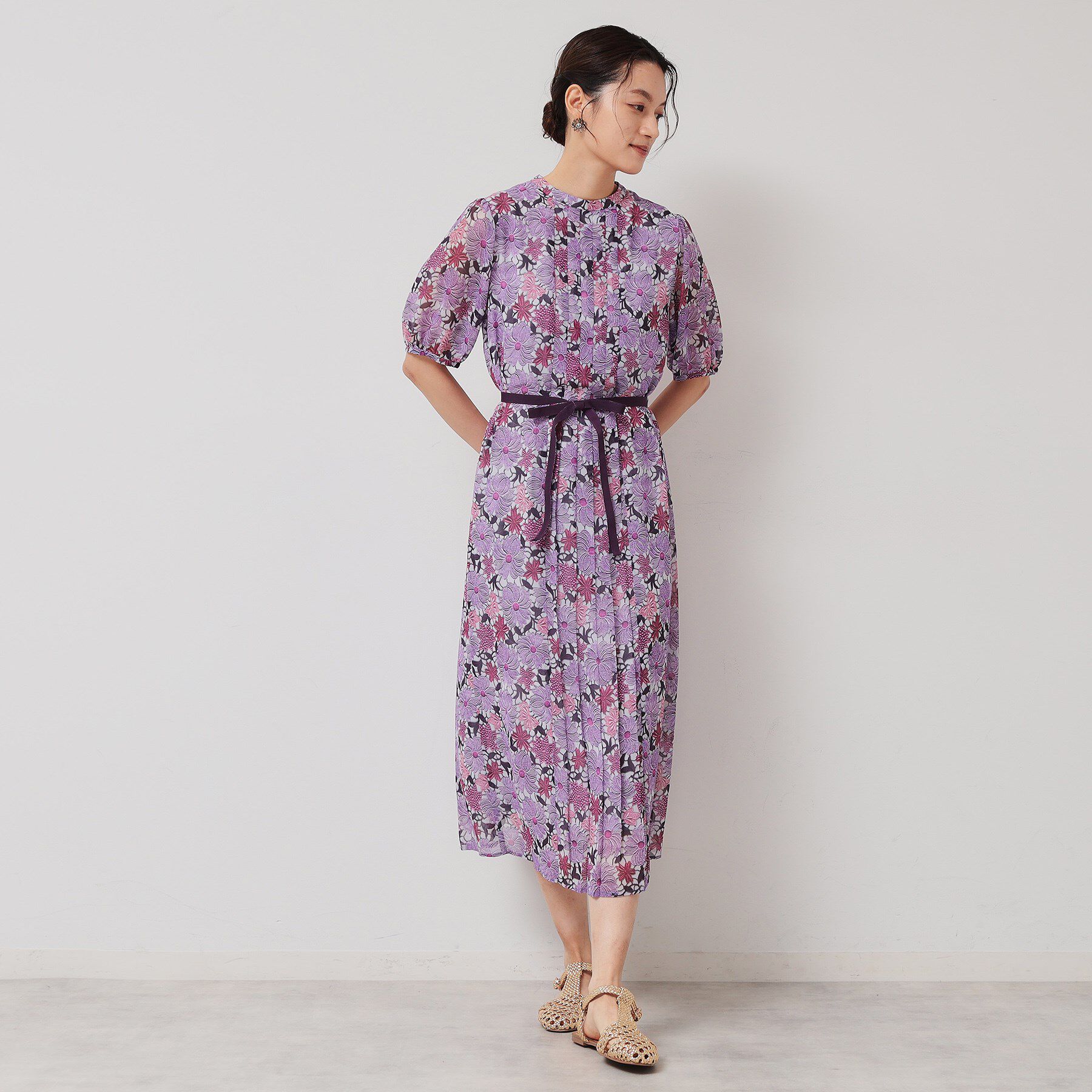 SunaUna「【完売間近／&yours project】レース柄プリーツワンピース」|ワンピース|