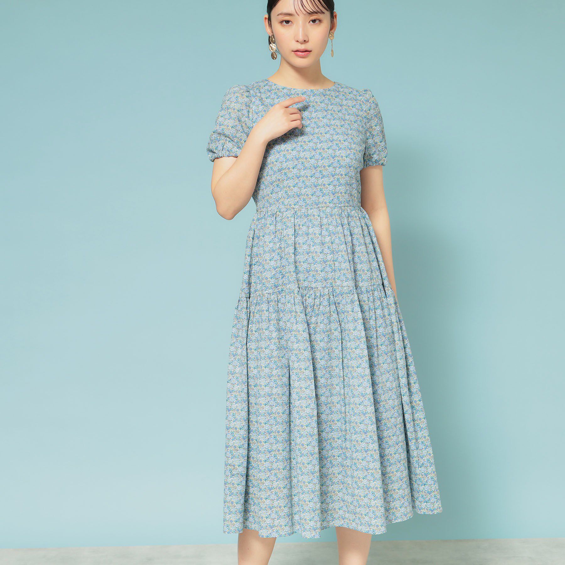 SunaUna「【花柄】パフスリーブワンピース」|ワンピース|