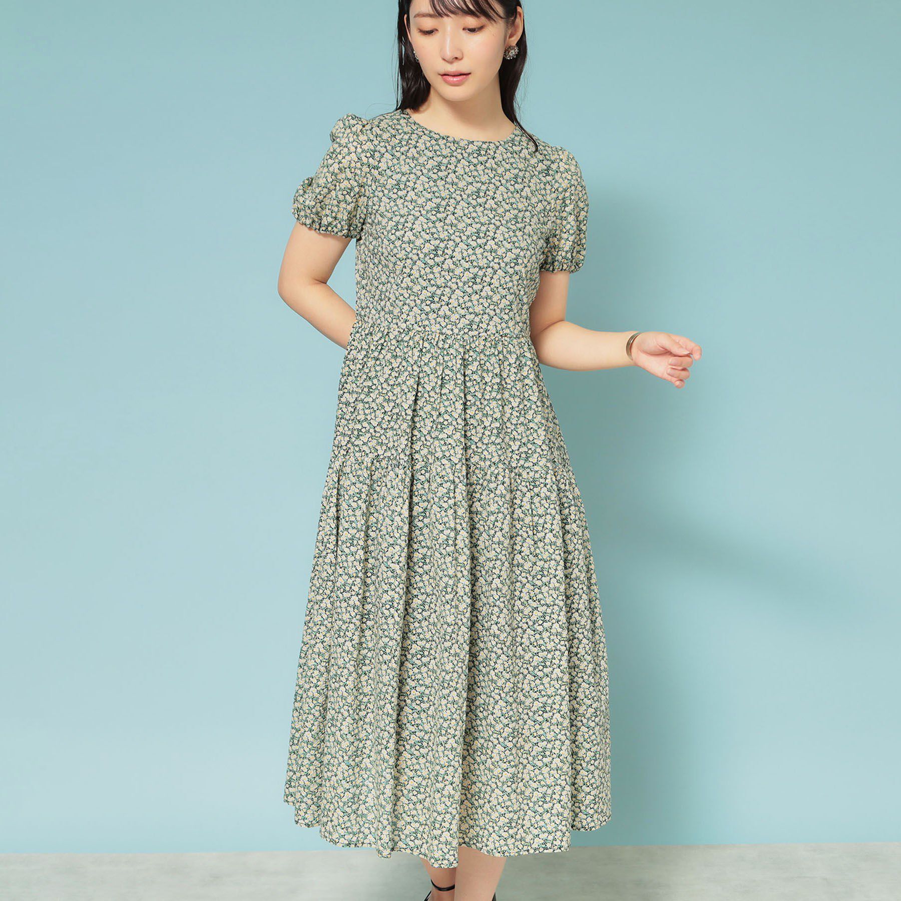 SunaUna「【花柄】パフスリーブワンピース」|ワンピース|