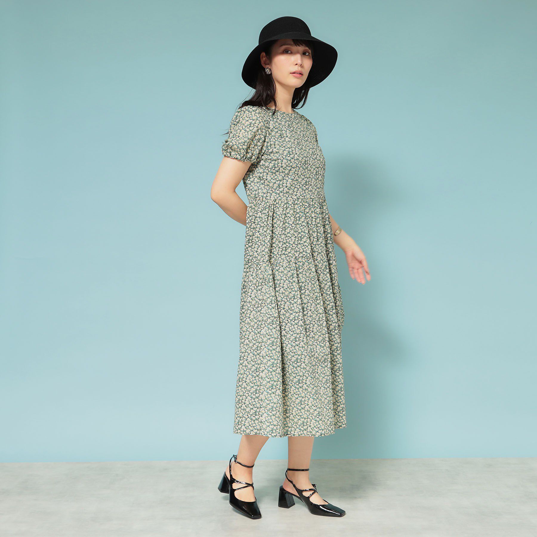 SunaUna「【花柄】パフスリーブワンピース」|ワンピース|