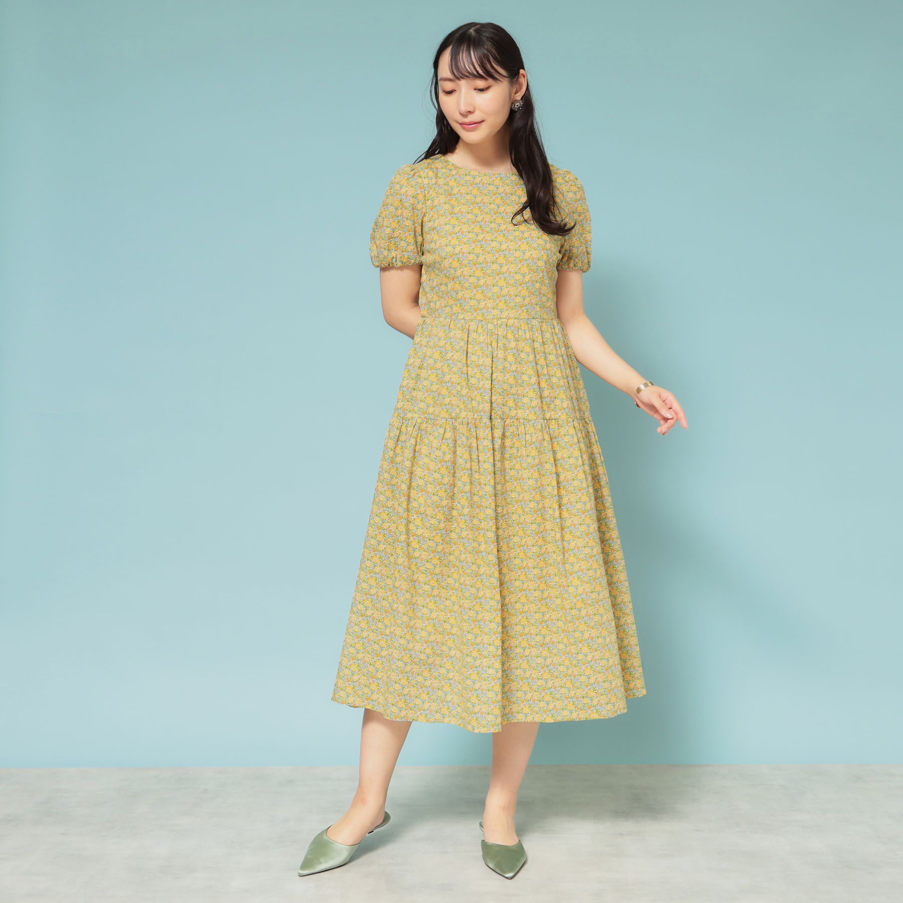 SunaUna「【花柄】パフスリーブワンピース」|ワンピース|