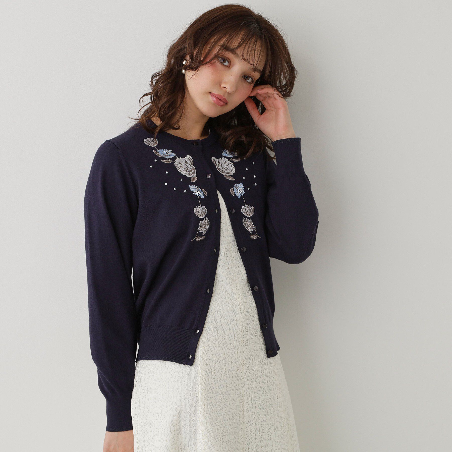 SunaUna「【SS～Lサイズ展開／フラワー刺繍】クラフトカーディガン」|カーディガン|