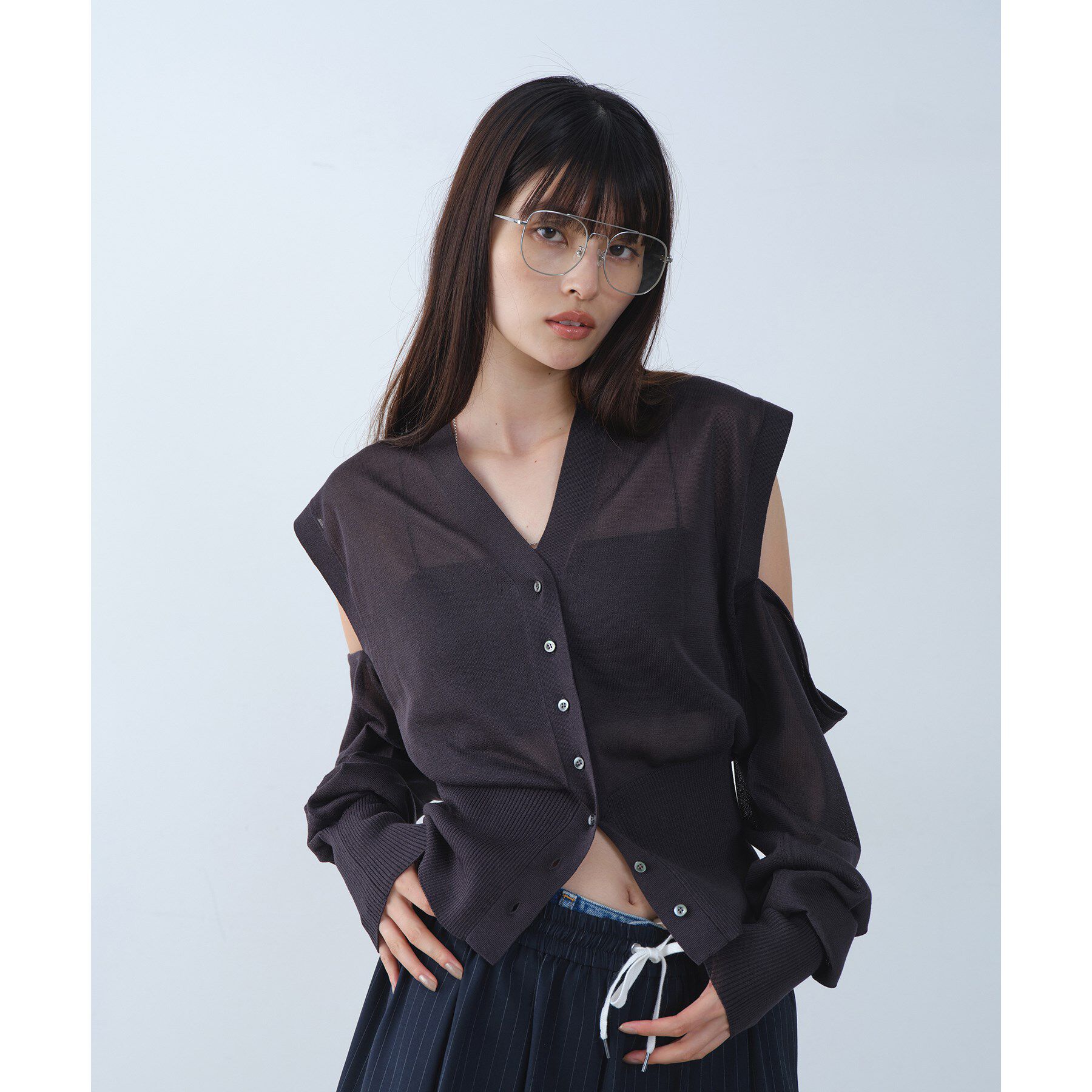 CODE A「heyep｜Aviator Glasses with Rhinestones ＆ Logo」|メガネ|