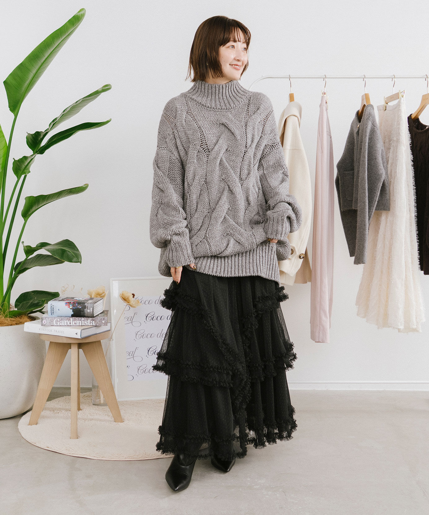 COCO DEAL「ドットチュールティアードフレアスカート」|スカート|