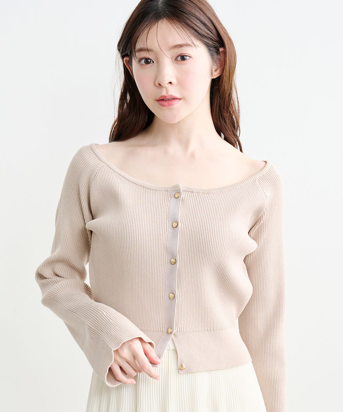 COCO DEAL「ボートネック2WAYニット」|ニット・セーター|ピンクベージュ