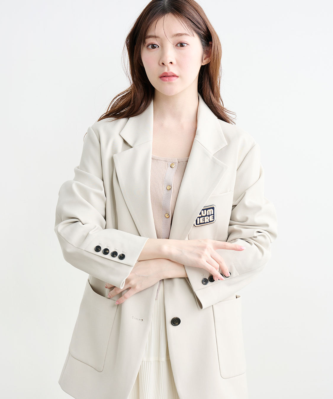 COCO DEAL「ワッペン付きテーラードジャケット」|テーラードジャケット|ベージュ