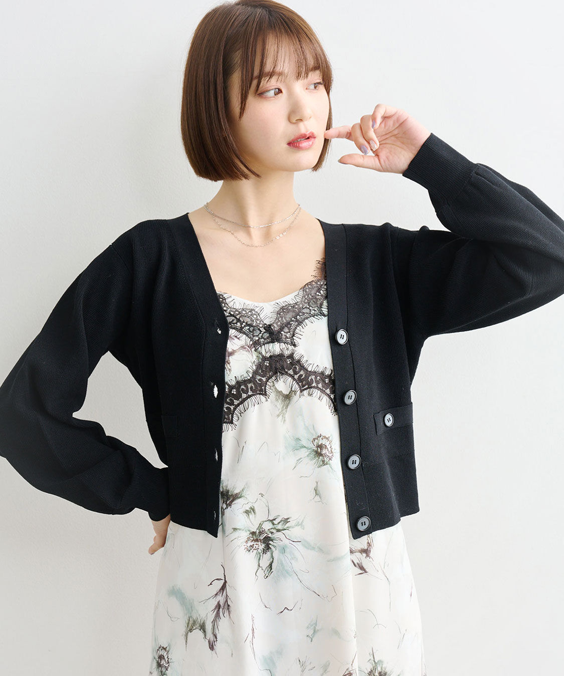 COCO DEAL「フラワープリントレーストリムキャミワンピース」|ワンピース|