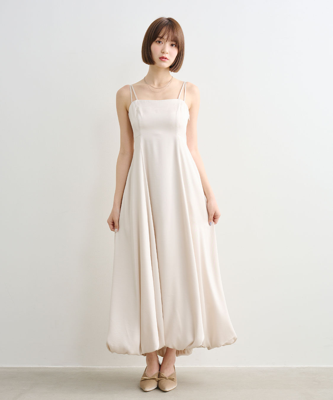 COCO DEAL「バルーンヘムバックデザインサテンワンピース」|ワンピース|