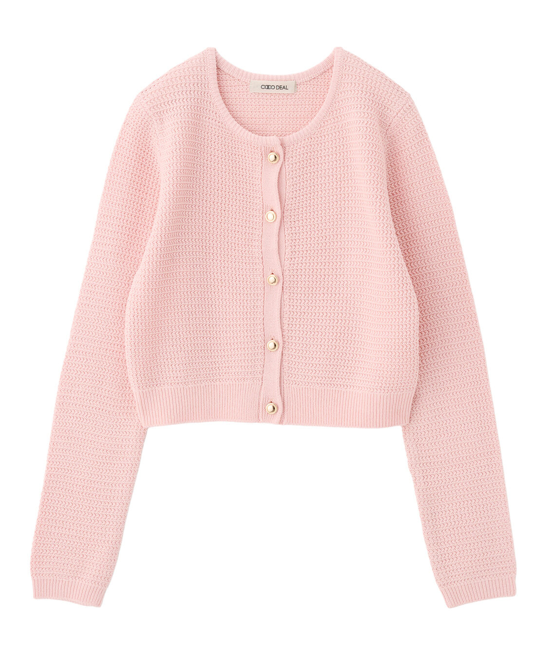 COCO DEAL「柄編みボーダーニットカーディガン」|ニット・セーター|ピンク