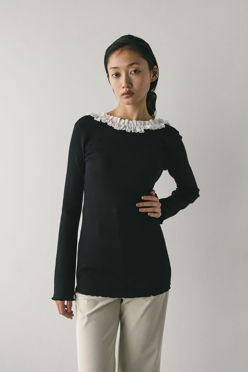STYLEMIXER「バックオープンフリルニットトップ」|ニット・セーター|