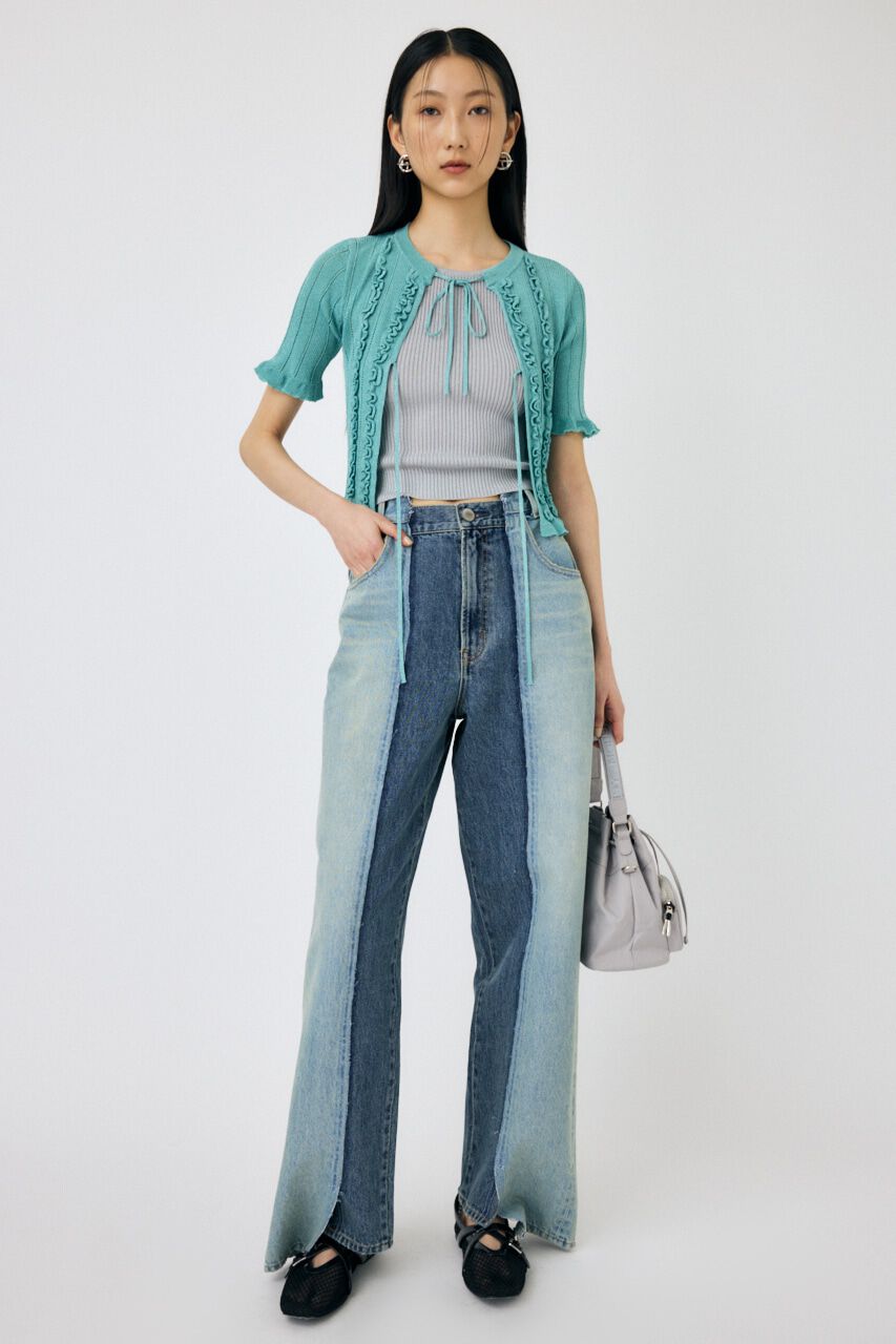 MOUSSY「FRILL STRIPED カーディガン」|ニット・セーター|