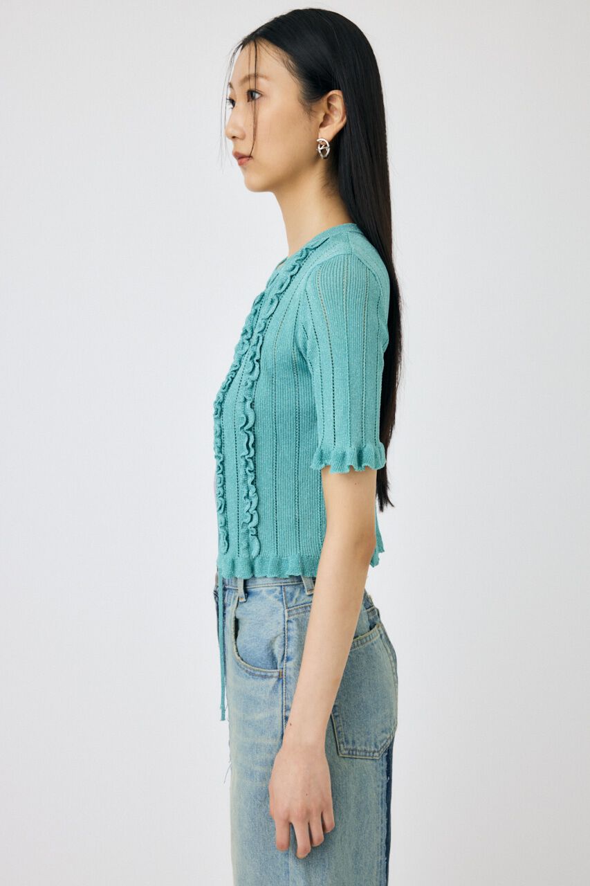 MOUSSY「FRILL STRIPED カーディガン」|ニット・セーター|