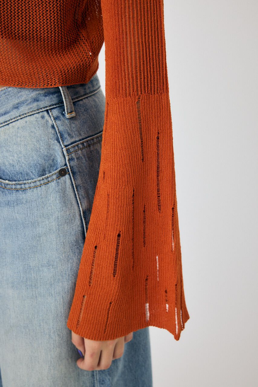 MOUSSY「MESH V NECK ニットトップス」|ニット・セーター|