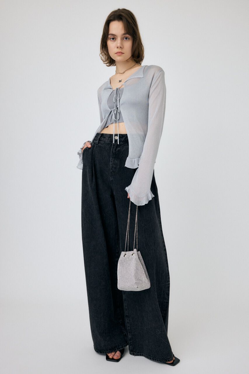 MOUSSY「OPEN NECK SHEER カーディガン」|カーディガン|