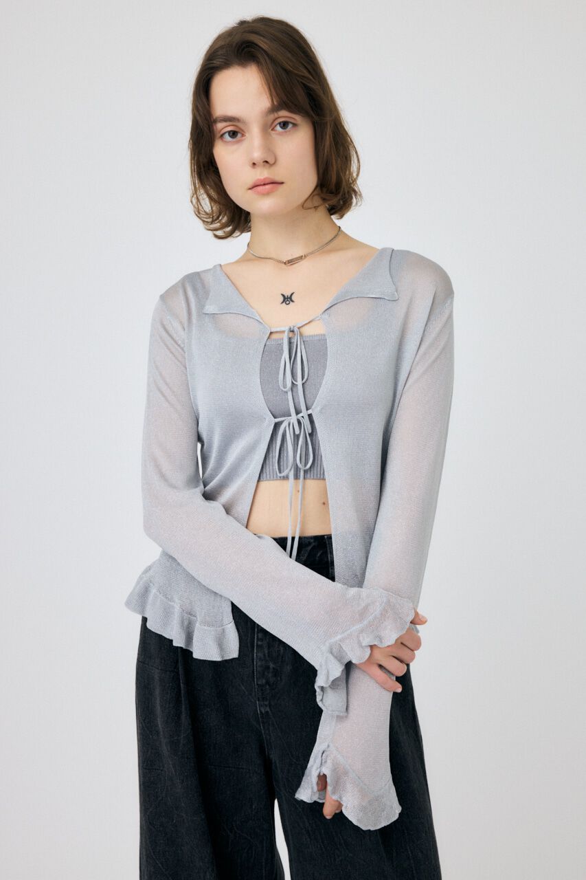 MOUSSY「OPEN NECK SHEER カーディガン」|カーディガン|