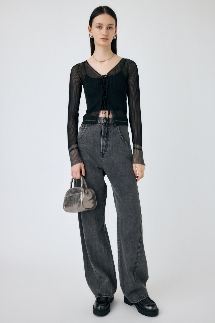 MOUSSY「FRONT TIE シアーカーディガン」|カーディガン|