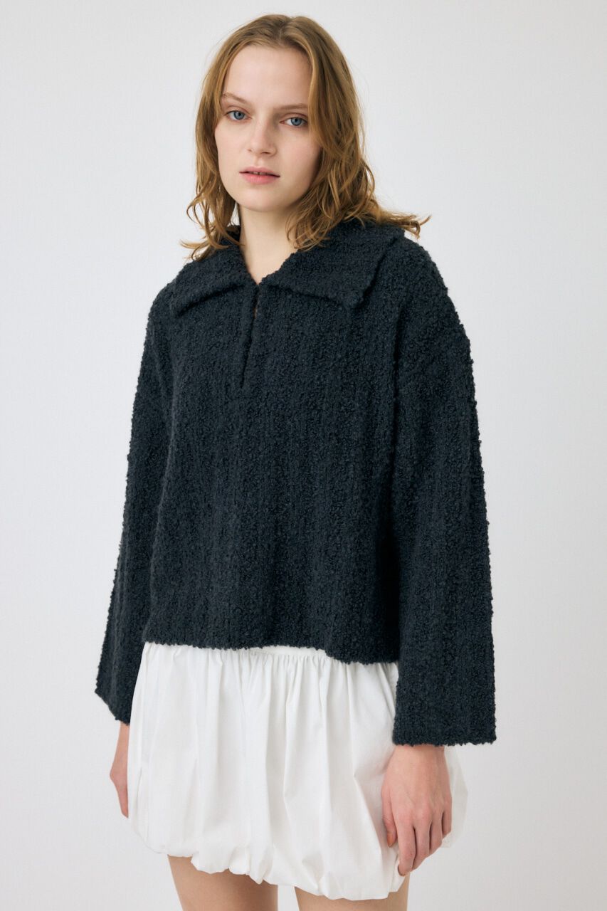 MOUSSY「OPEN COLLAR ニット」|ニット・セーター|C.GRY