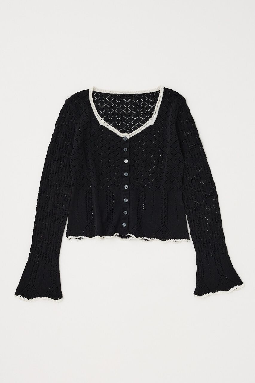 MOUSSY「EYELET LACE ニットトップス」|ニット・セーター|BLK