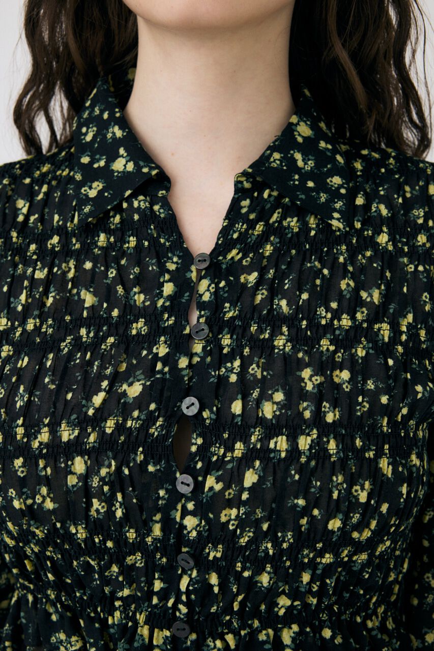 MOUSSY「SHIRRING FLORAL フィットシャツ」|シャツ・ブラウス|