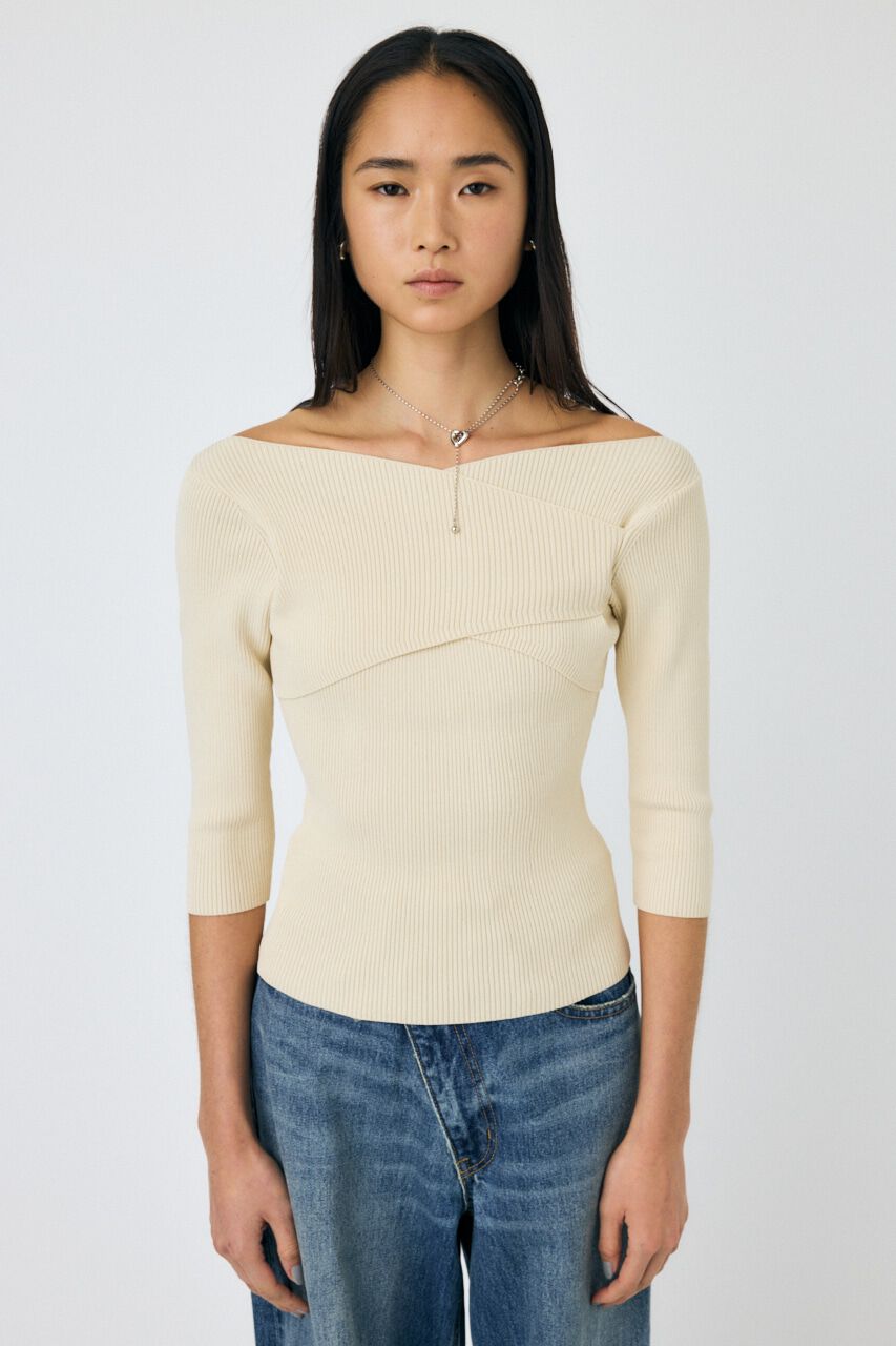 MOUSSY「CROSS OFF SHOULDER ニットトップス」|ニット・セーター|
