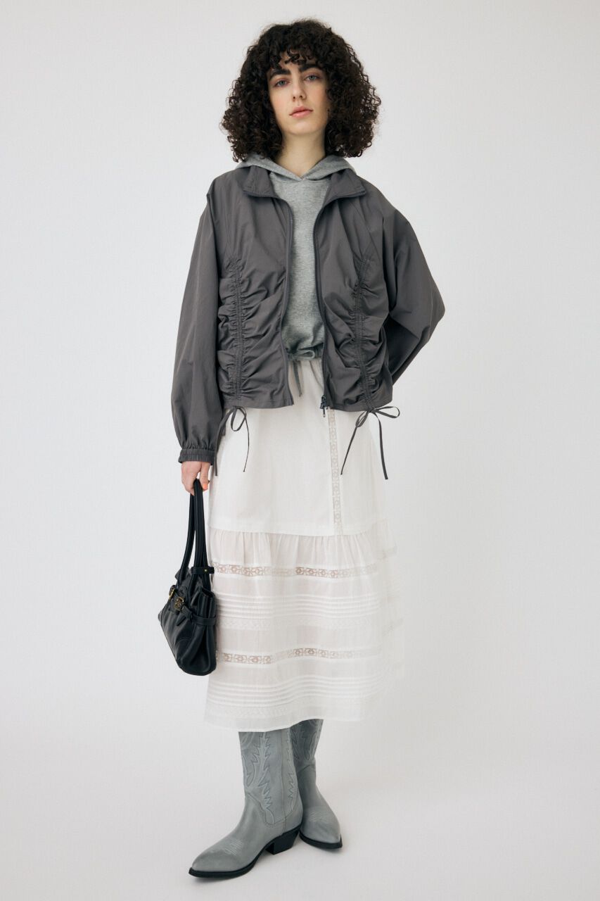 MOUSSY「RIBBON GATHER NYLON ジャケット」|ブルゾン・スタジャン|