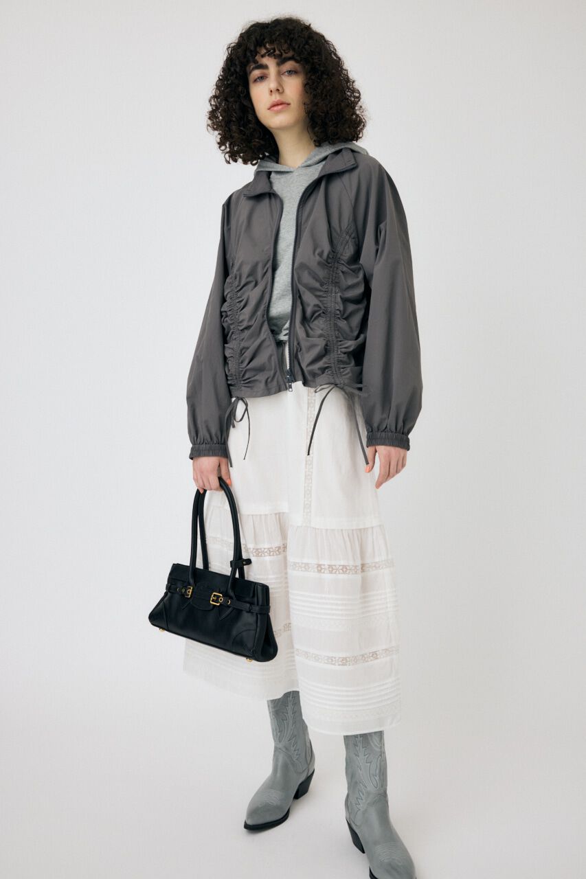 MOUSSY「RIBBON GATHER NYLON ジャケット」|ブルゾン・スタジャン|