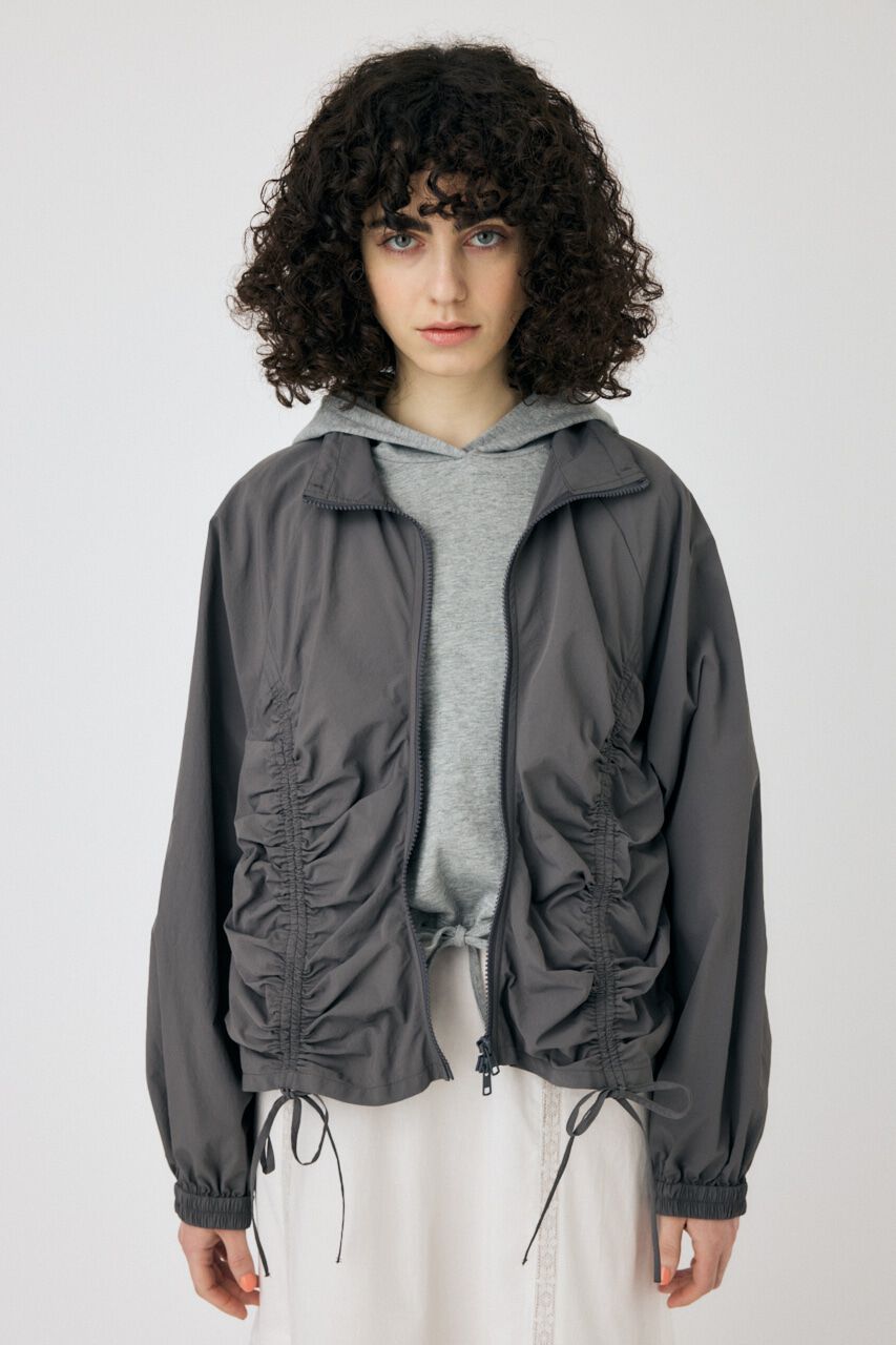 MOUSSY「RIBBON GATHER NYLON ジャケット」|ブルゾン・スタジャン|