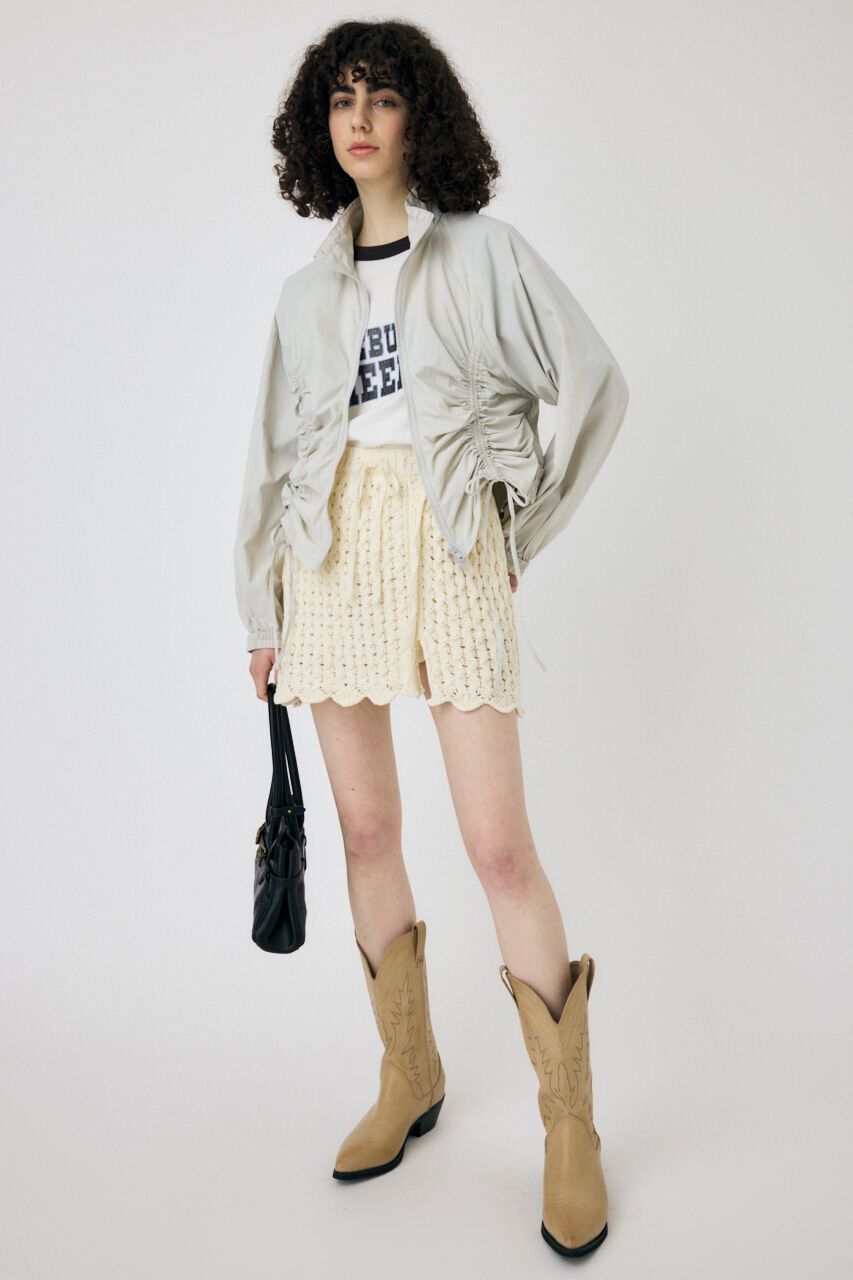 MOUSSY「RIBBON GATHER NYLON ジャケット」|ブルゾン・スタジャン|