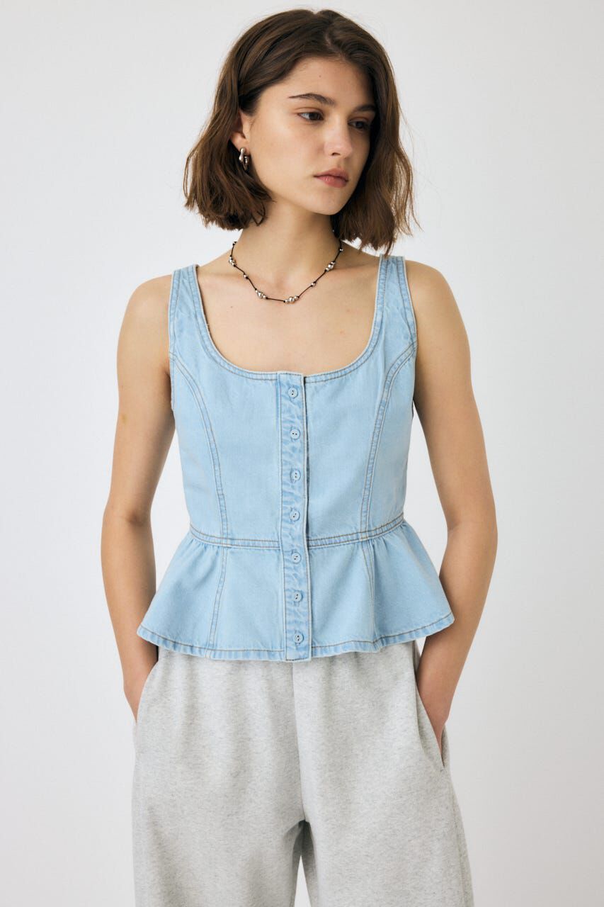 MOUSSY「SQUARE NECK デニム ビスチェ」|シャツ・ブラウス|