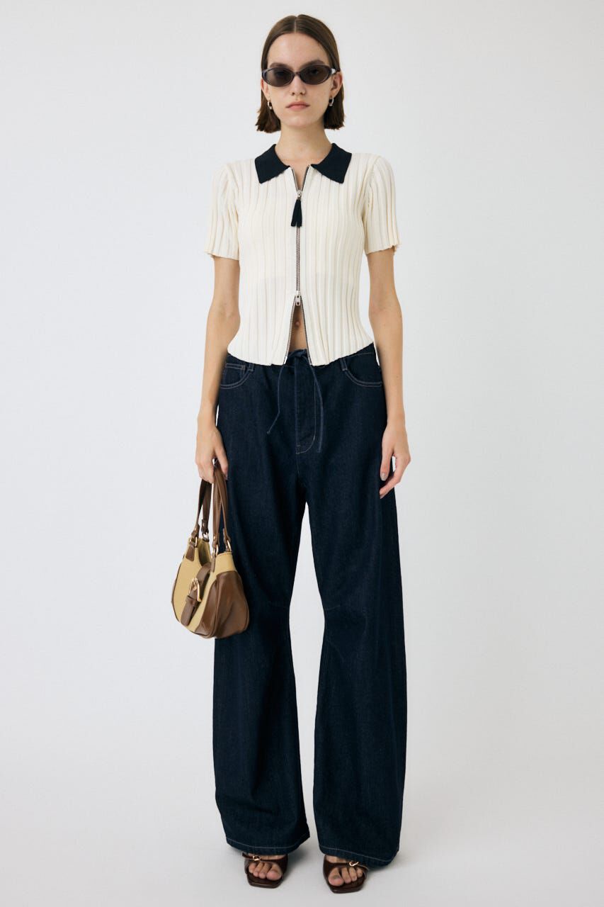 MOUSSY「ZIP UP RIB KNIT H/S シャツ」|シャツ・ブラウス|