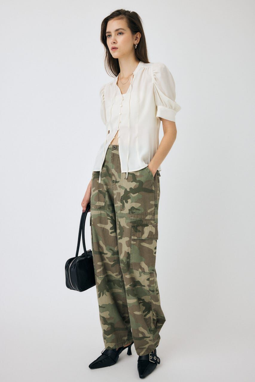 MOUSSY「GATHERED SHOULDER ハーフスリーブブラウス」|シャツ・ブラウス|