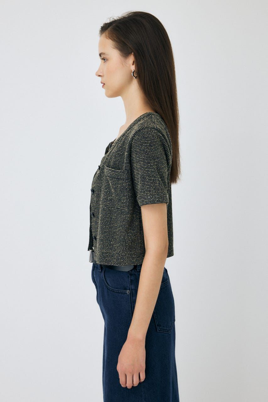 MOUSSY「BOUCLE TWEED ハーフスリーブカーディガン」|その他|