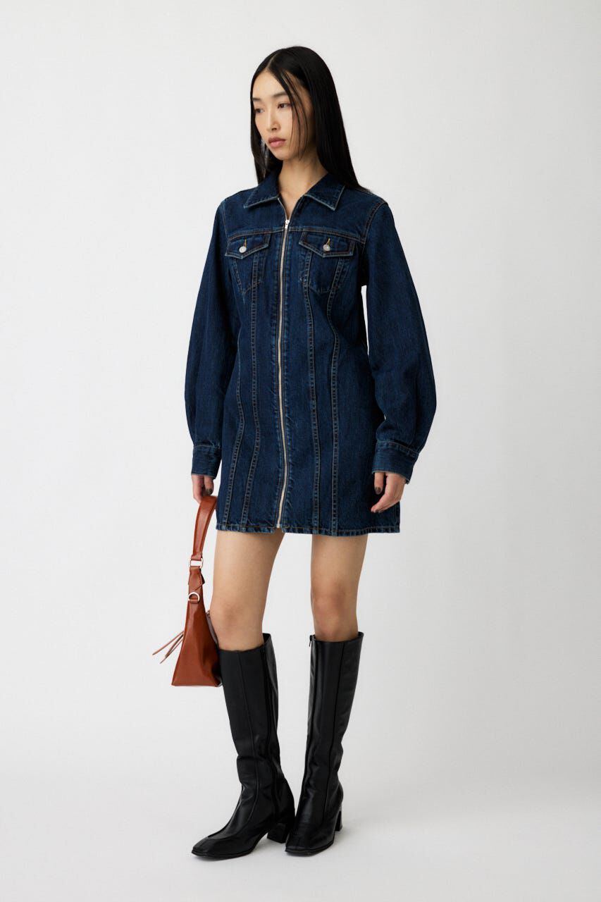 MOUSSY「ZIP UP DENIM ミニドレス」|ワンピース|