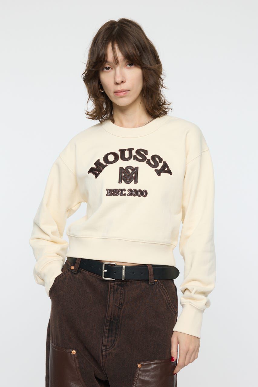 MOUSSY「MOUSSY F/LEATHER PATCH プルオーバー」|パーカー|O/WHT1