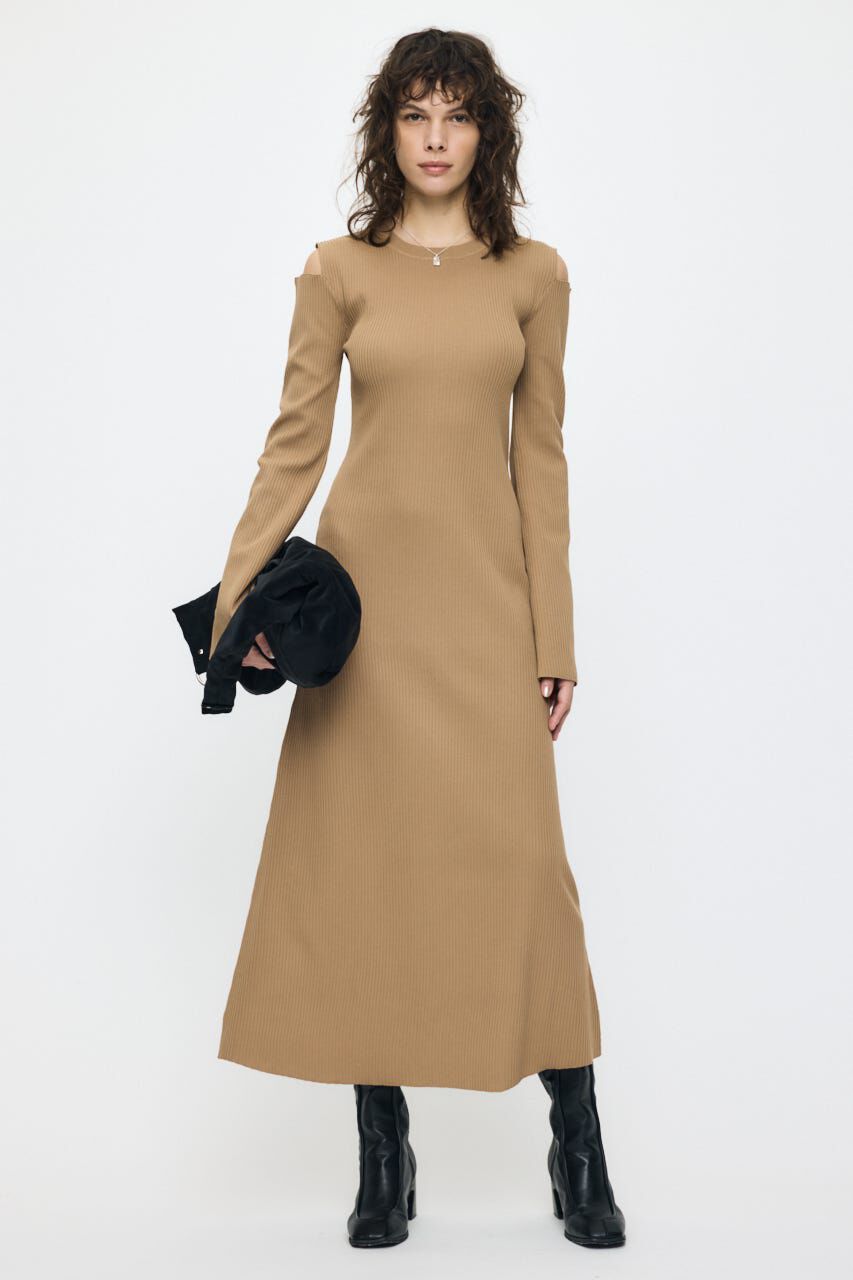 MOUSSY「OPEN SHOULDER KNIT ドレス」|ワンピース|L/BEG1