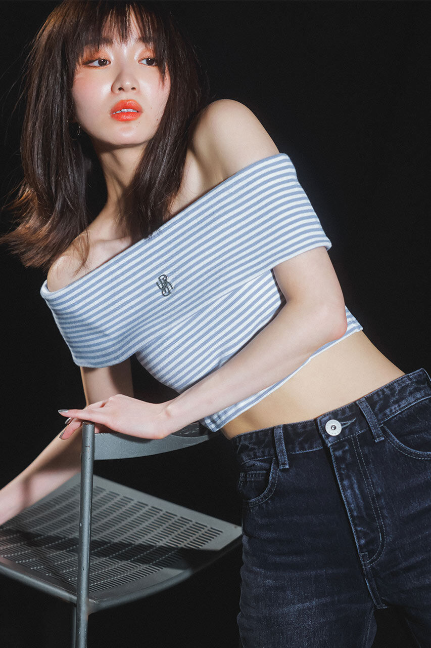 rienda「RモチーフプレートカットTOP」|Tシャツ・カットソー|柄BLU5