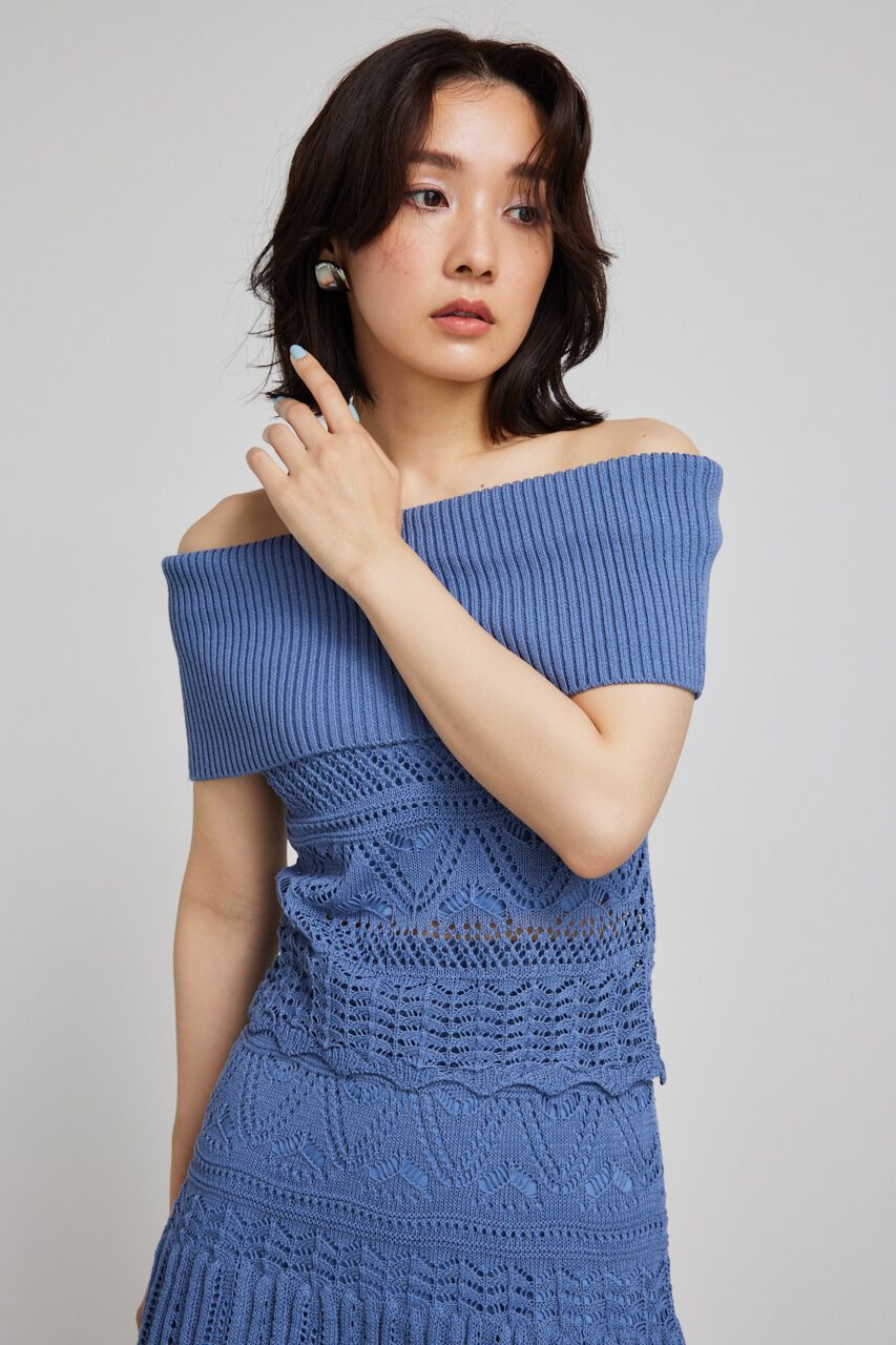 rienda「2WAYクロシェオフショルニットトップス」|ニット・セーター|