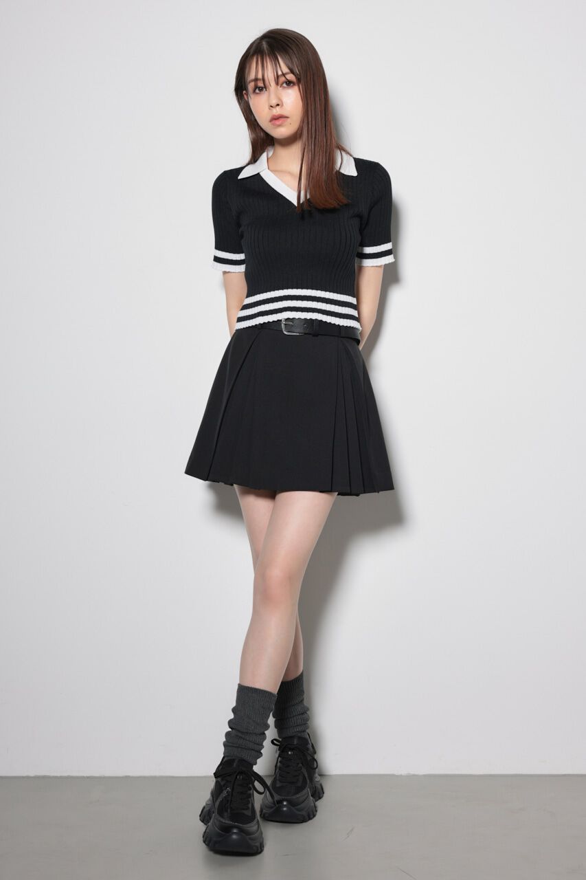 rienda「Ｖネックラインコンパクトニットトップス」|ニット・セーター|